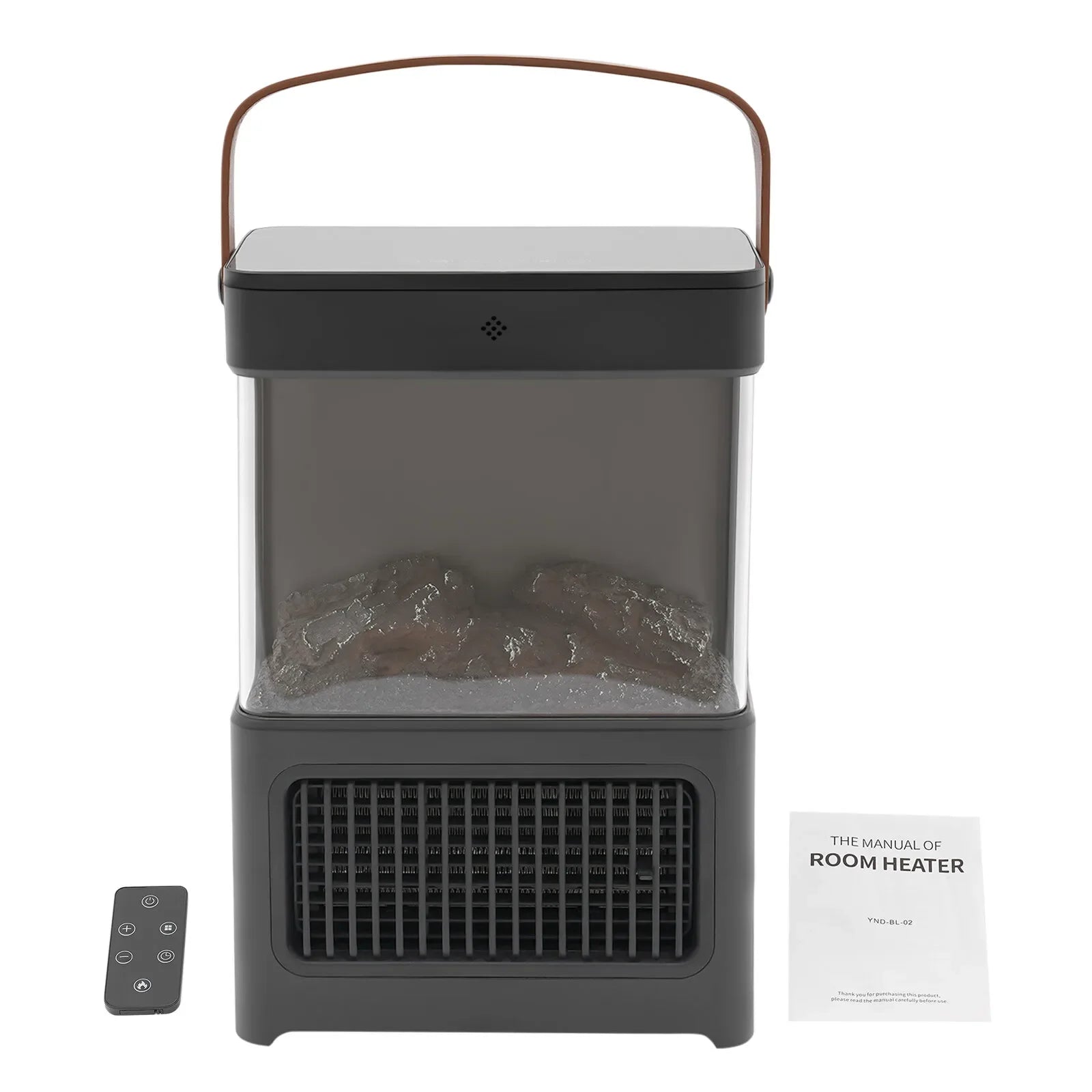 Portable 3D Electric Fireplace Heater 110V 1500W w/ Remote Control - Realistic Flame Effect for Bedroom/Living Room/Office