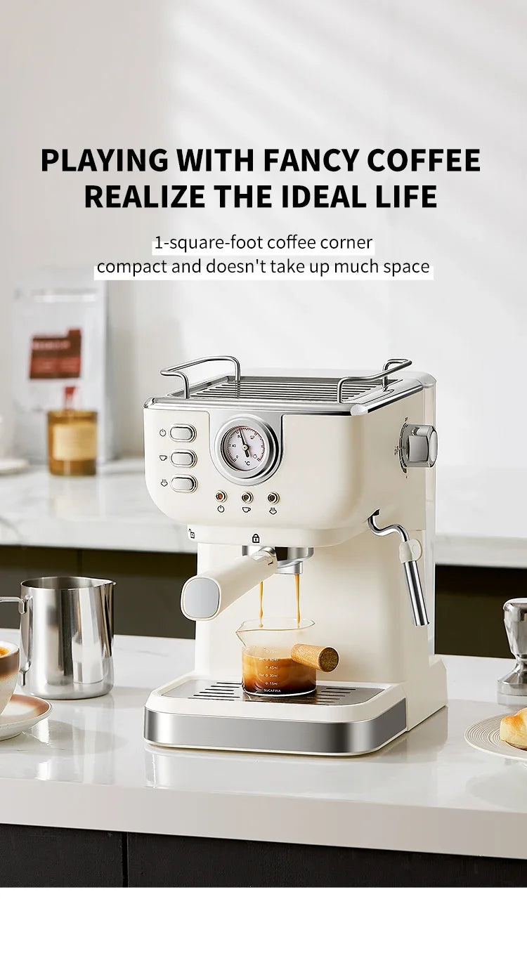 220V Italian Espresso Coffee Machine Stainless Steel Coffee Maker Semi-automatic Commercial Milk Frother Espresso Machine Office
