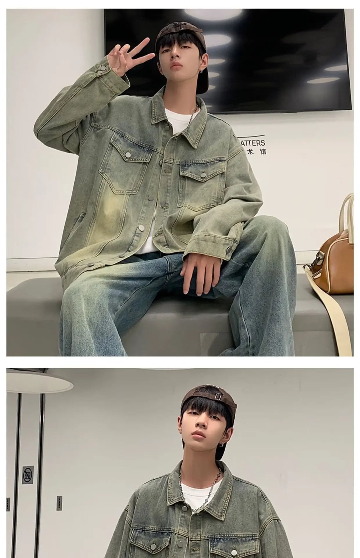 Denim Jackets for Men Baggy Vintage Personality Safari Style Trendy Urban Street Style Handsome Pockets Outwear American  Hombre