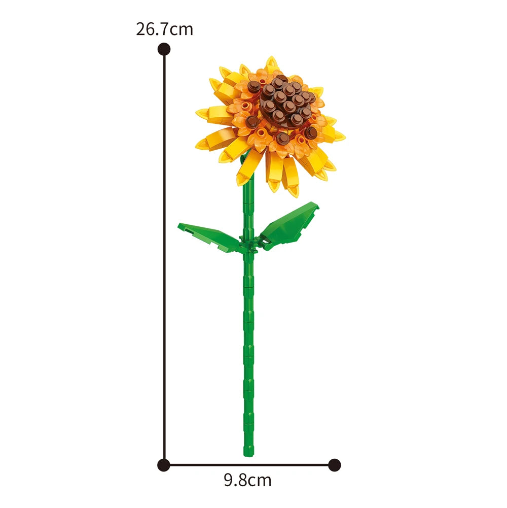 Creativity Potted Plants Bouquet Rose Lily Flower Home Desk Plant Decoration Assemble Building Blocks Bricks Toys Girls Gift