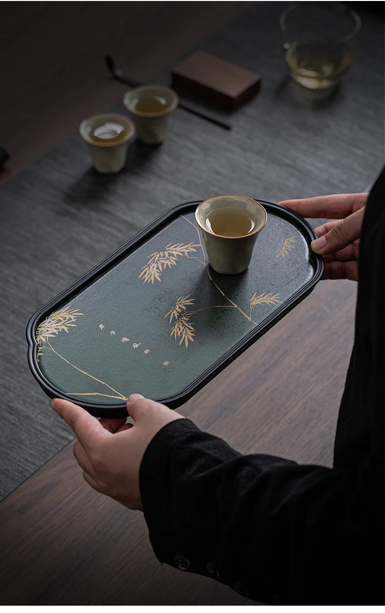 Tea Tray Dry Small Absorbent Tea Table Household 2024 New Pot Bearing Guochao Tea Ceremony Serving Tray