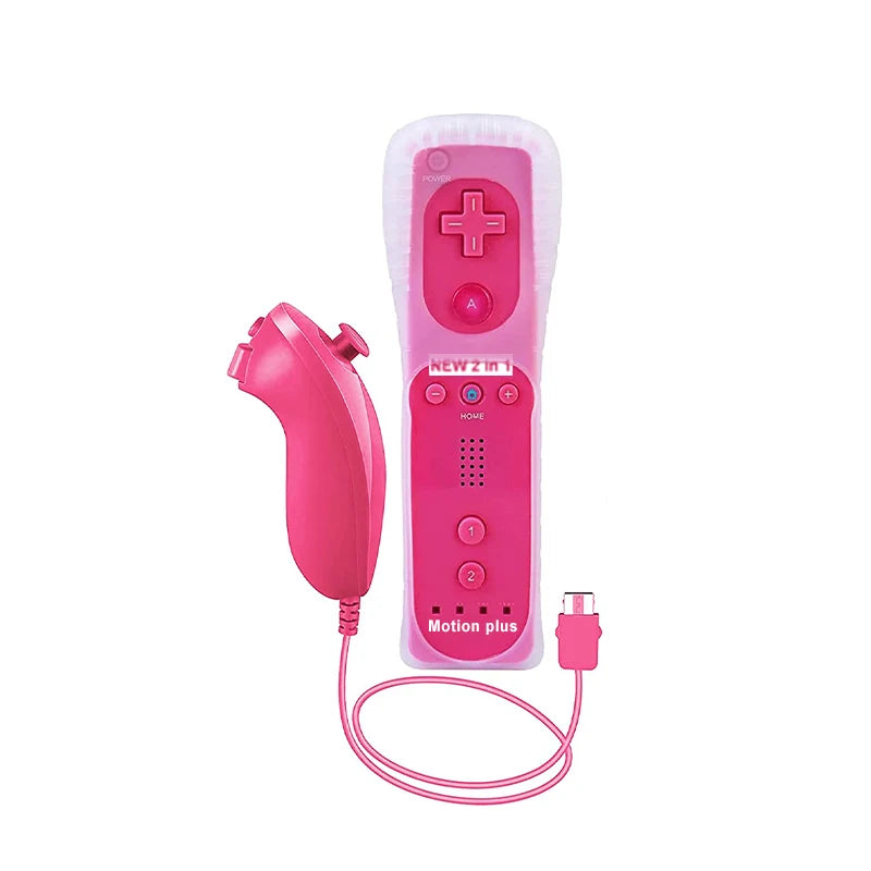 2PCS Remote Controller with Nunchuck Controller for Wii Console Wireless Gamepad with Motion Plus for  Wii Games Control