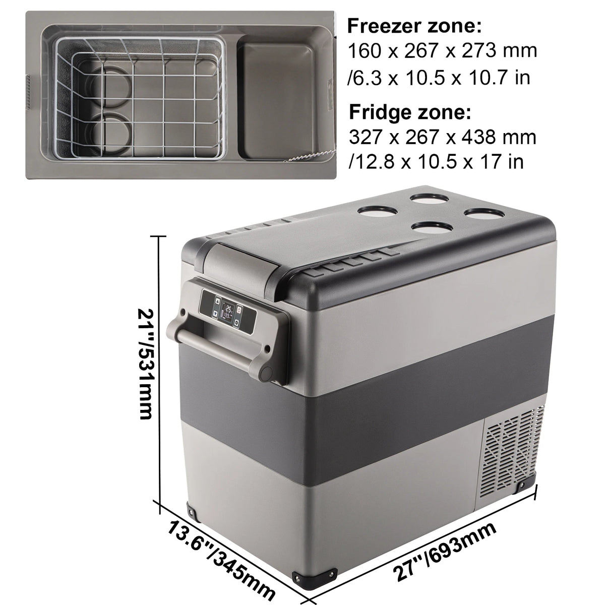 Succebuy 15L 20L 22L 30L 45L 55L Portable Car Cooler Refrigerator Electric Compressor 12V/24V DC 110-240V AC Freezer for Home
