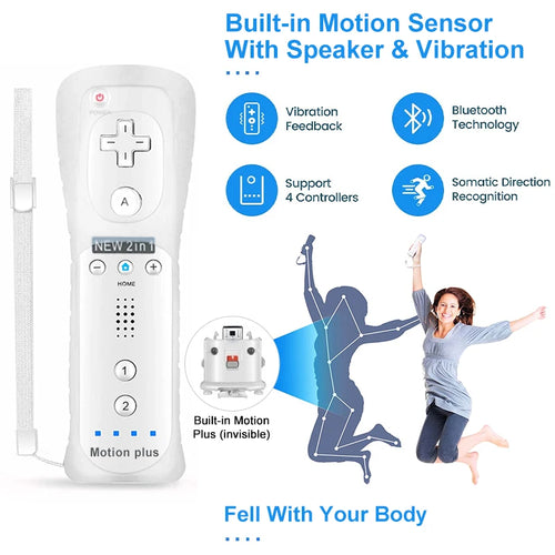 2PCS Remote Controller with Nunchuck Controller for Wii Console Wireless Gamepad with Motion Plus for  Wii Games Control
