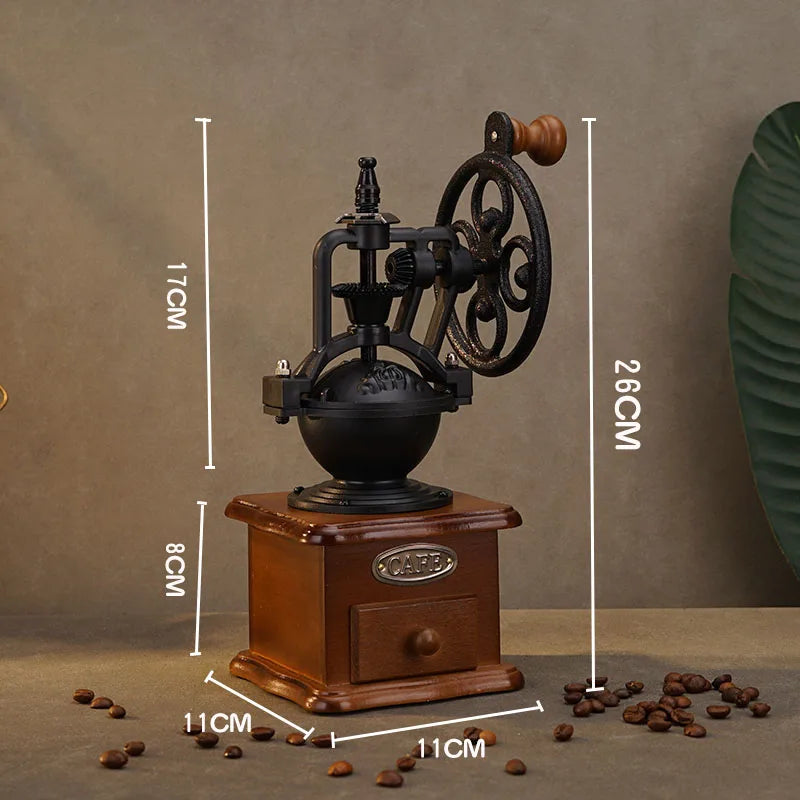 Vintage Antique Crank Coffee Grinder Model Nostalgic Display Piece Retro Home Bar Decor Commercial Cafe Shop Ornament