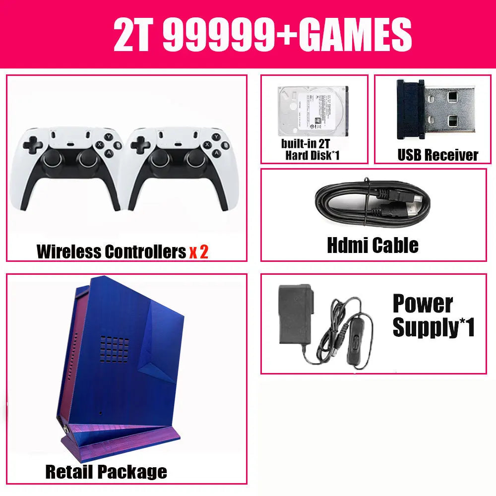 G3 Pro Retro Video Game Console Dual System with 99999+Games for SWITCH/PS3/WIIU/WII/PS2 60+Emulators 2/4T Wireless Controllers