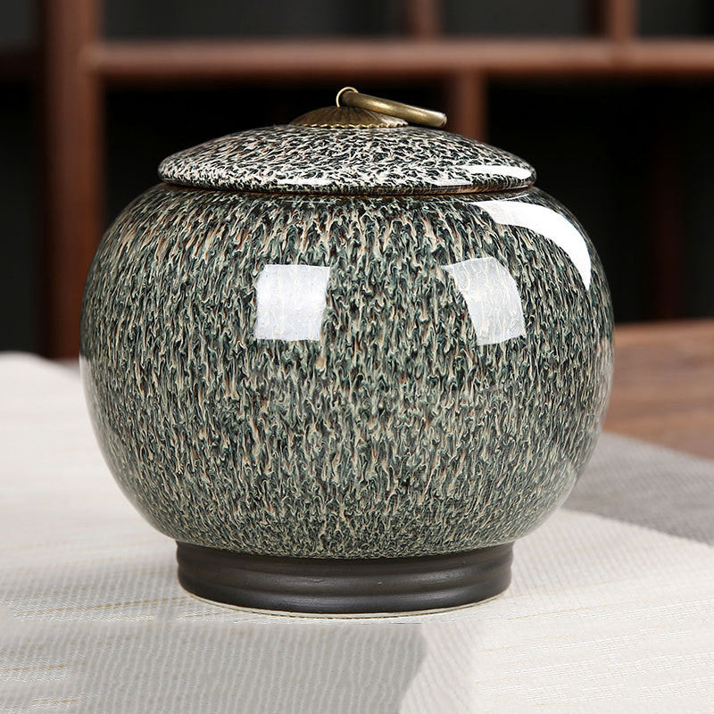 Ceramic Tea Box Tea Caddy Moisture Proof Sealed Jar Storage Tank Candy Jar Teas Container Teas Organizer Decorative Jar