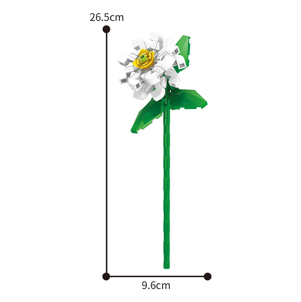 Creativity Potted Plants Bouquet Rose Lily Flower Home Desk Plant Decoration Assemble Building Blocks Bricks Toys Girls Gift