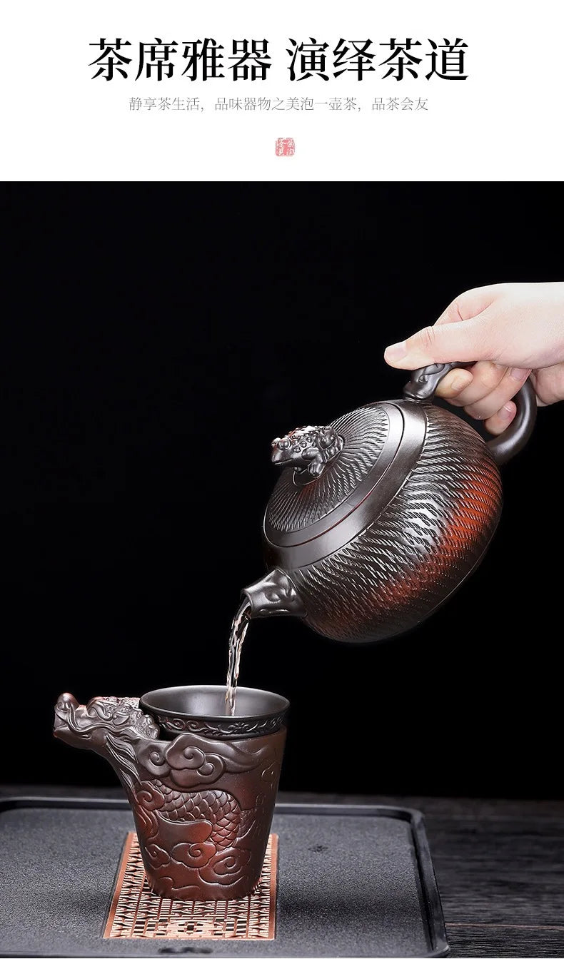 Household Xishi Pot Purple Pottery Pot Kung Fu Tea Set Large-capacity Purple Clay Pot Handmade Jumping Knife Craft