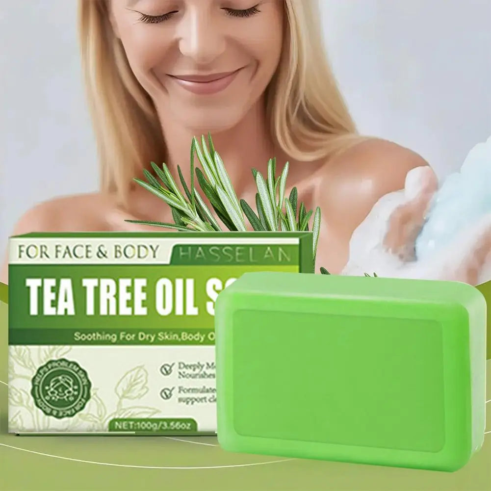 Tea Tree Soap, Soap Bar with Tea Tree Oil, Natural Soaps for Body Skin Cleaning,Gentle Exfoliating Bar Soap
