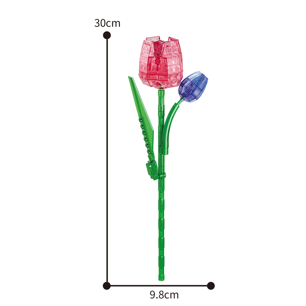 Creativity Potted Plants Bouquet Rose Lily Flower Home Desk Plant Decoration Assemble Building Blocks Bricks Toys Girls Gift