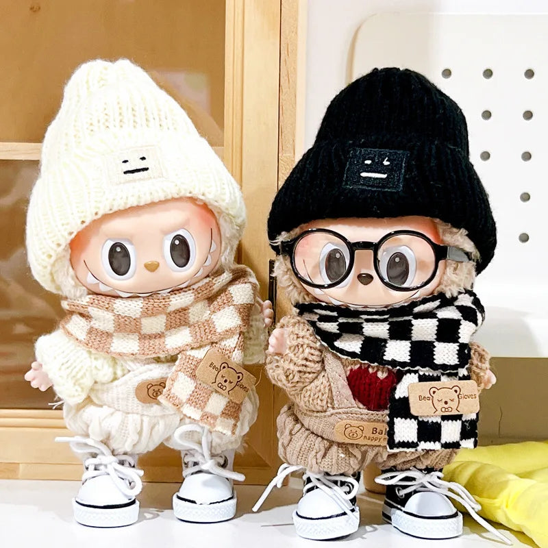 17cm Labubu clothes v1 v2 labubu Generation Labubu Sitting Party Clothes Pendant Doll Labubu doll Clothes Sweater scarf cute