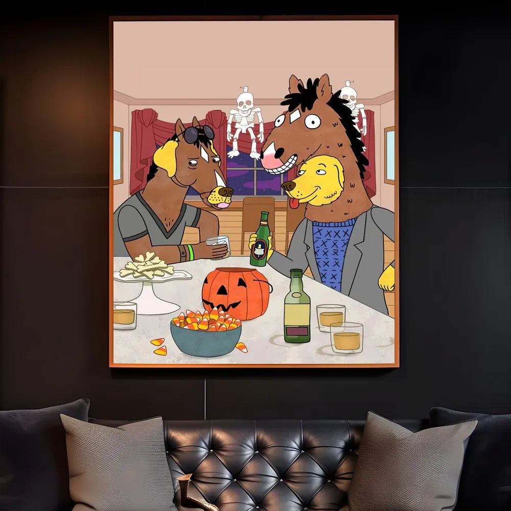 Anime B-BoJack H-Horsemans Poster Sticky Wall Art Printing Waterproof Home Living Bed Room Bar Aesthetic Decor
