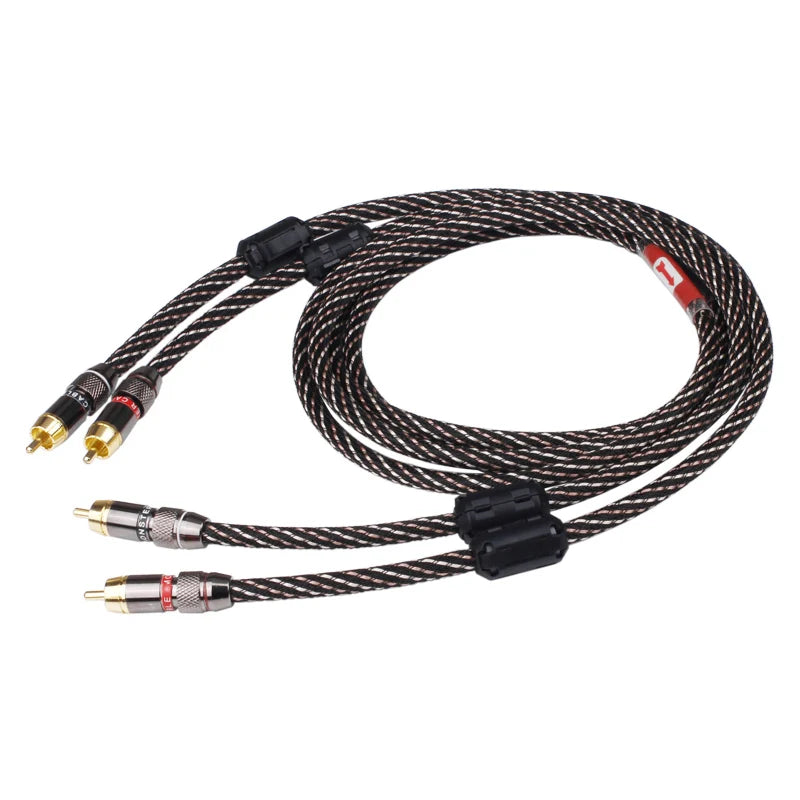 YYTCG HIFl stereo RCA Audio cable 6N OFC Male to Male 2RCA to 2RCA Audio Cable with Gold Plated connector PlugFor CD Amplifier
