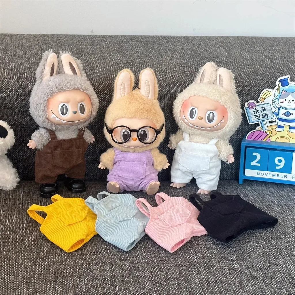 For 15cm Labubu Clothes Pocket overalls Collection Labubu Outfit Accessories Labubu Clothes