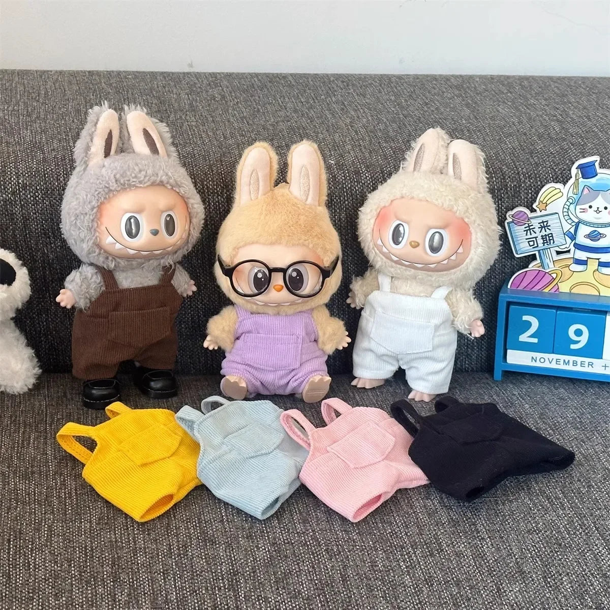 For 15cm Labubu Clothes Pocket overalls Collection Labubu Outfit Accessories Labubu Clothes