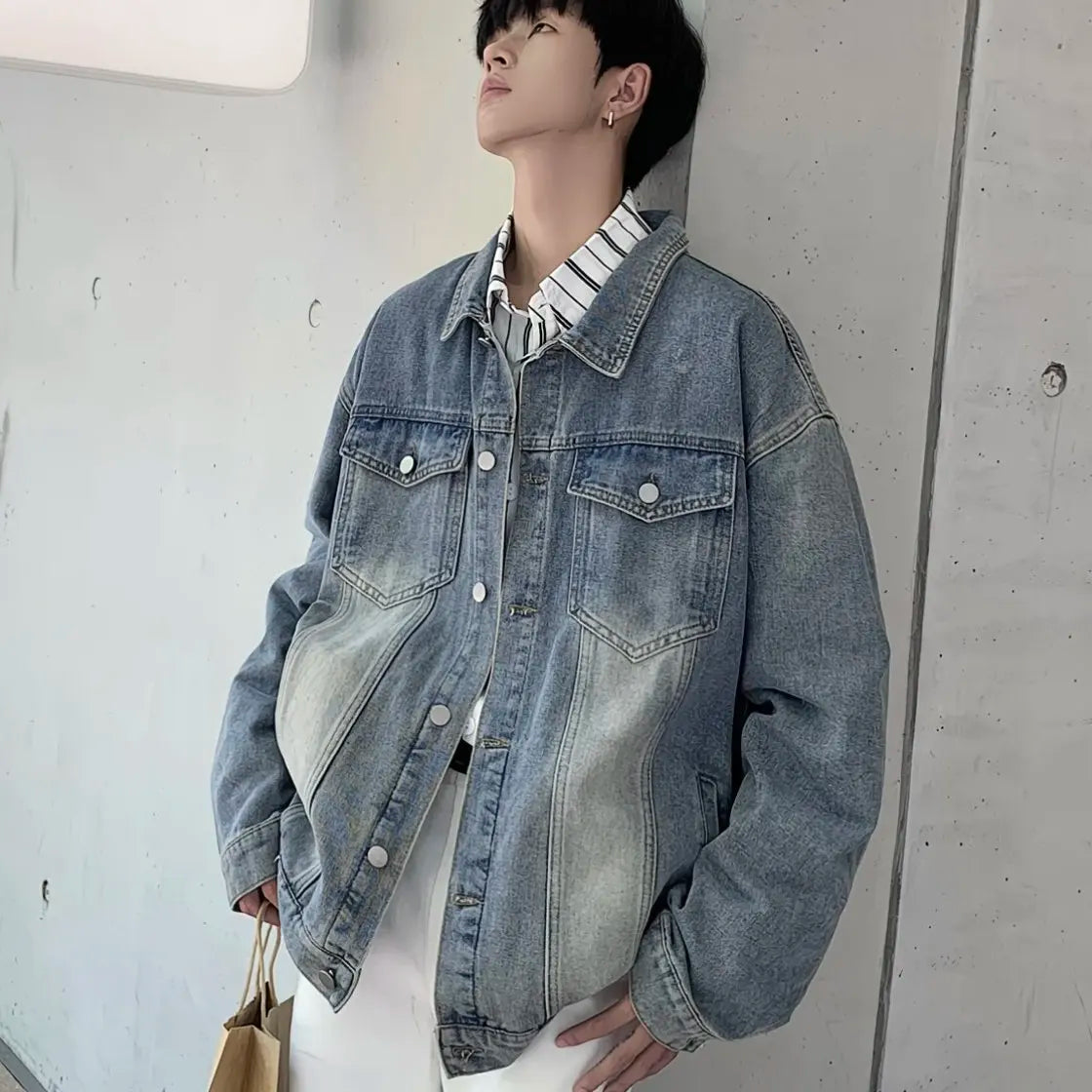 Denim Jackets for Men Baggy Vintage Personality Safari Style Trendy Urban Street Style Handsome Pockets Outwear American  Hombre