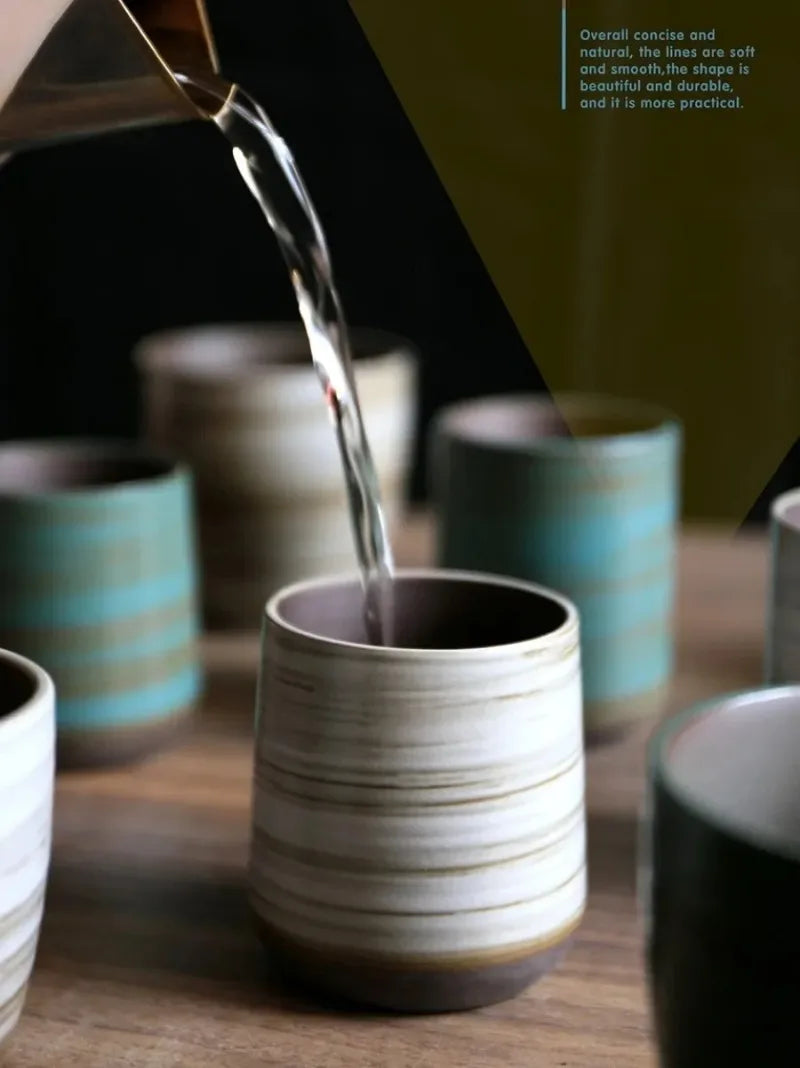 Vintage Japanese Raku Pottery Tea Cup Handcrafted Coarse Ceramic Kung Fu Cup Kiln Glaze Unique Design for Home Use