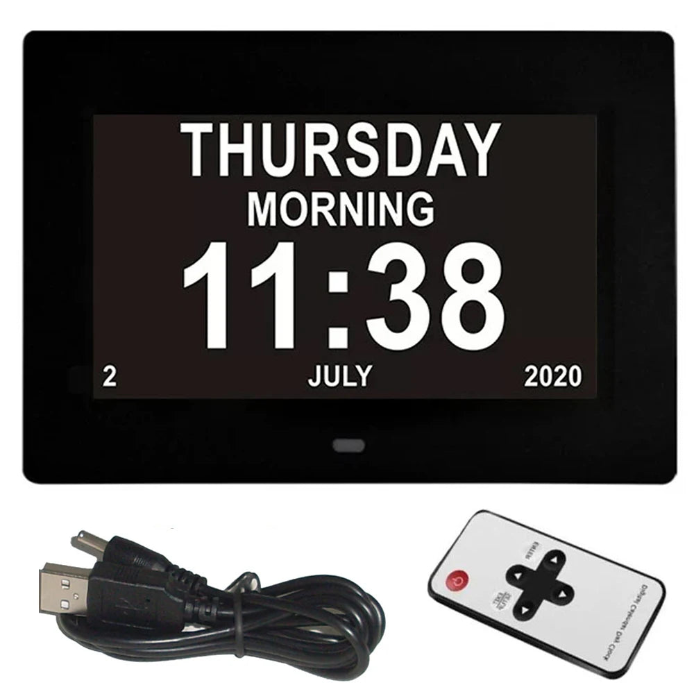 12 Alarms Digital LED Calendar Clock with Multi-Languages to Display. Medicine Time Reminder for Elder.Home Desk Wall Decoration