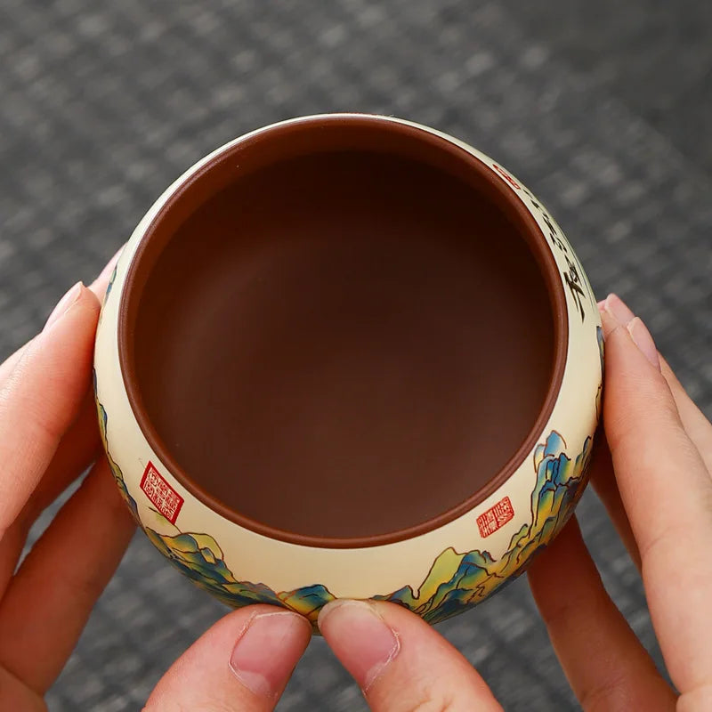 Vintage Purple Clay Tea Cup Chinese Traditional Arhat Cup Zisha Tea Set Accessories Ceramic Master Cup Travel Tea Bowl Teaware