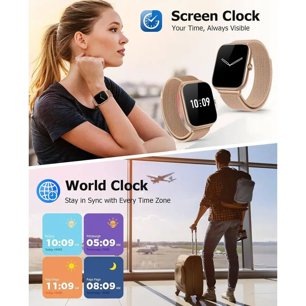 Smart Watch or Women with Blood Prure Monitor, 2.06" AMOLED Display, IP68 Waterproo itn, 118 Sports es, Heart Rate/SpO2/Sleep Mo