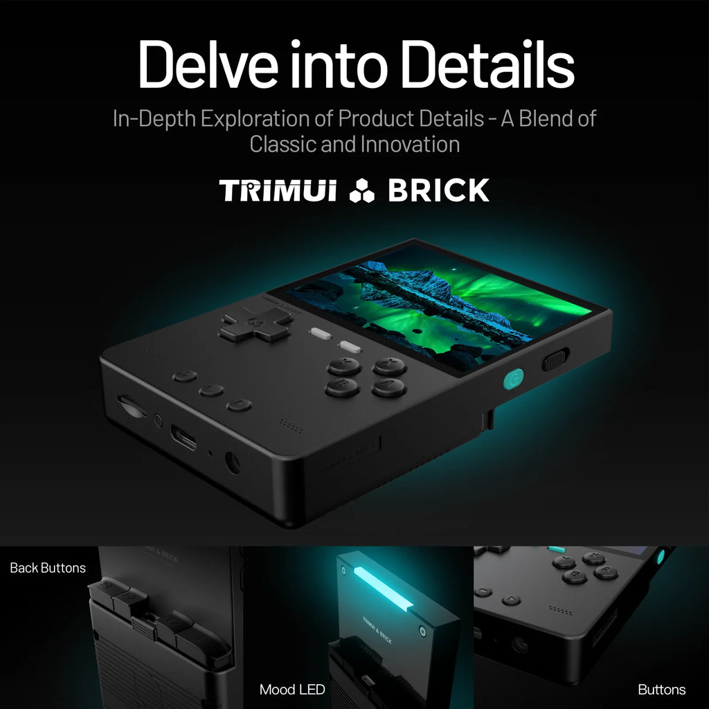 TRIMUI BRICK Handheld Game Console 3.2'' IPS Screen Linux System Trimui UI Metal Back Panel Key LED Lighting Free Keycap Gifts
