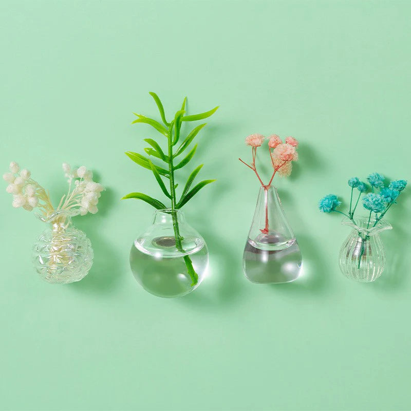 Mini Glass Vase Fridge Magnet DIY Porcelain Vase Flowers Refrigerator Message Sticker Plant Magnet Green Gift Kitchen