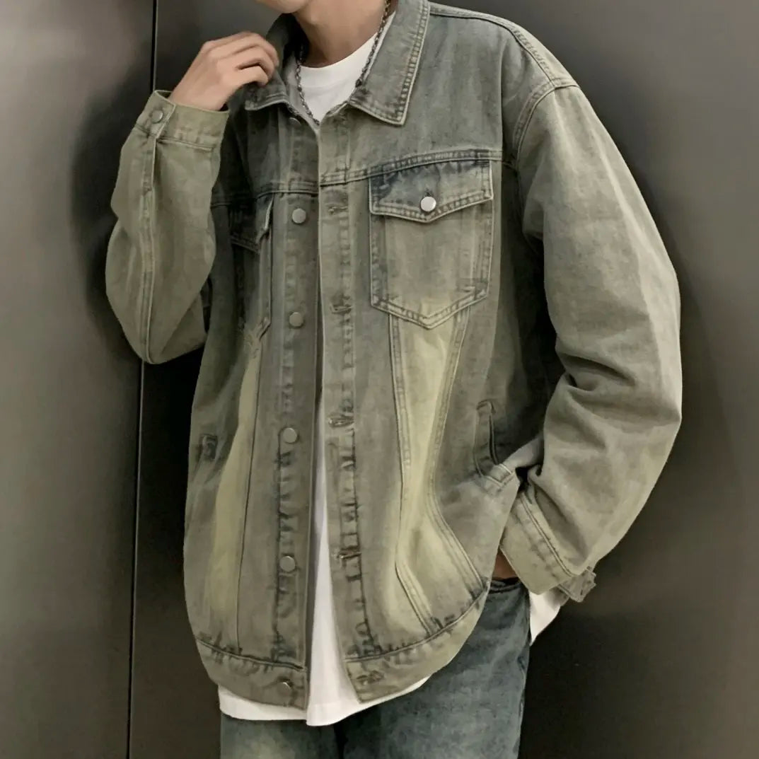 Denim Jackets for Men Baggy Vintage Personality Safari Style Trendy Urban Street Style Handsome Pockets Outwear American  Hombre