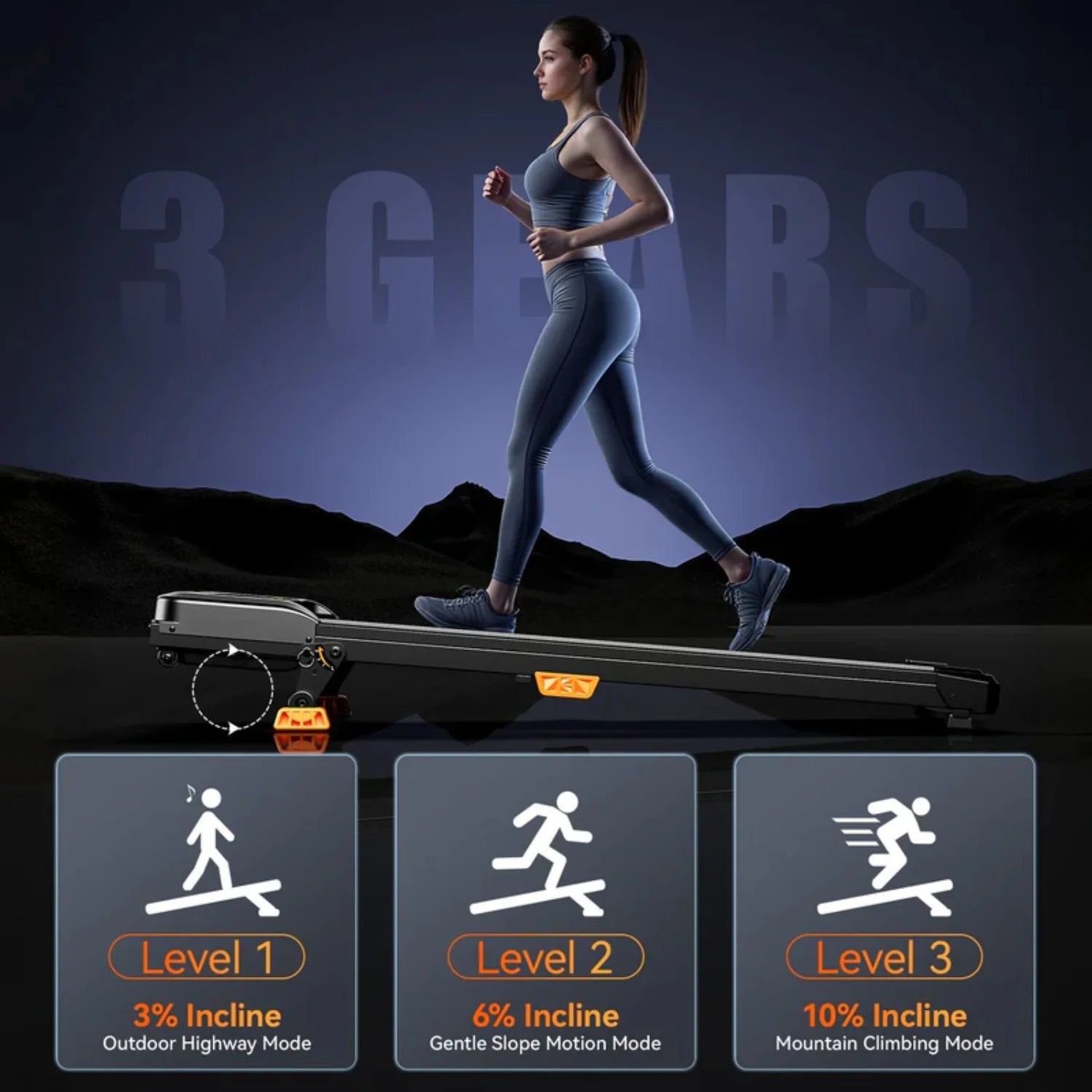 Portable Incline Walking Pad - 330lb Capacity, 2.5HP Under Desk Treadmill with LED Display & Remote Control