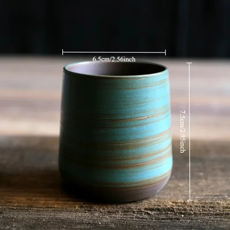 Vintage Japanese Raku Pottery Tea Cup Handcrafted Coarse Ceramic Kung Fu Cup Kiln Glaze Unique Design for Home Use