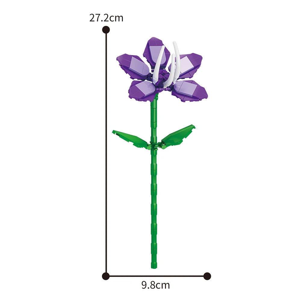 Creativity Potted Plants Bouquet Rose Lily Flower Home Desk Plant Decoration Assemble Building Blocks Bricks Toys Girls Gift