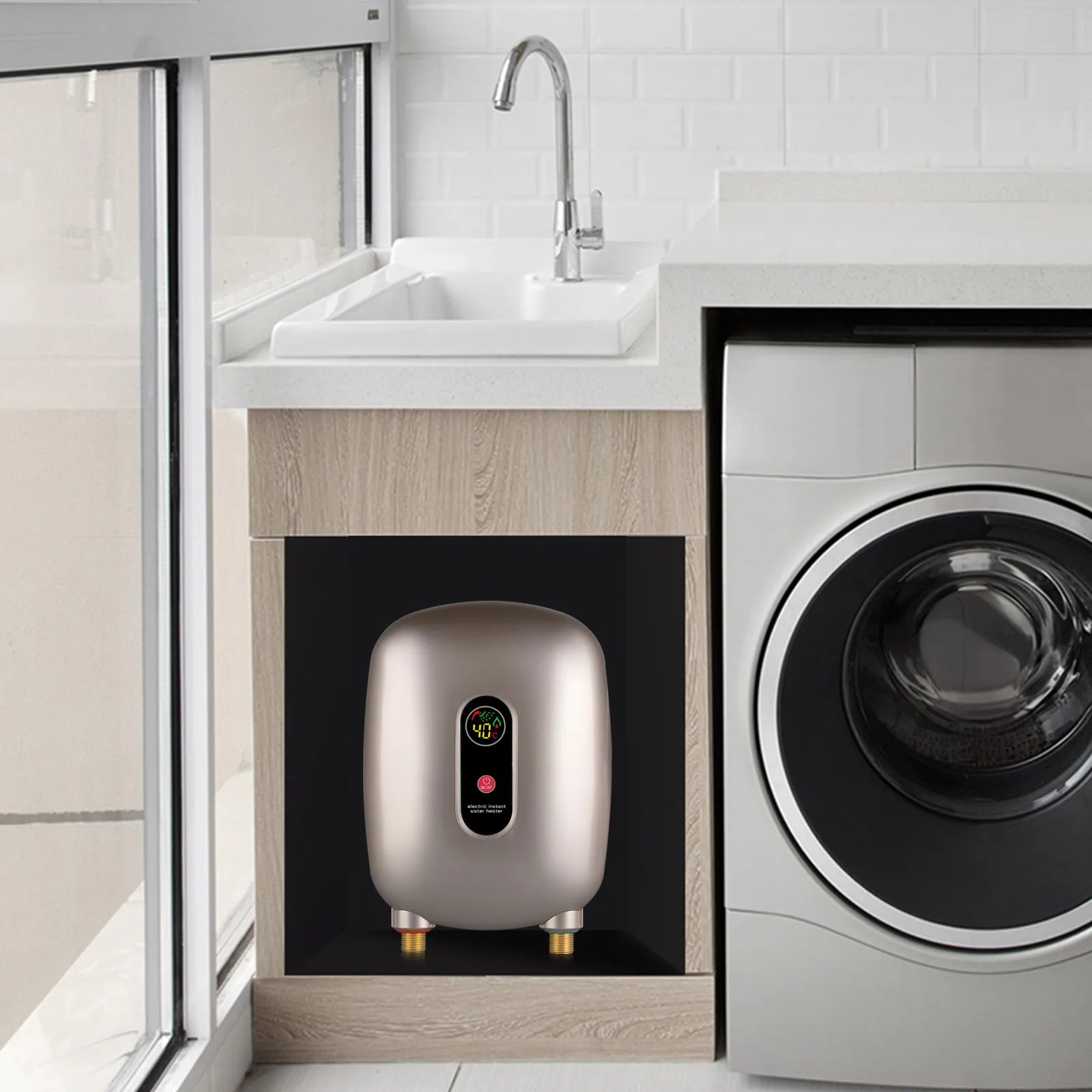 Mini Gold Tankless Instant Water Heater Electric Heater Shower Kitchen Tap Faucet 3KW 110V for Bathroom Kitchen