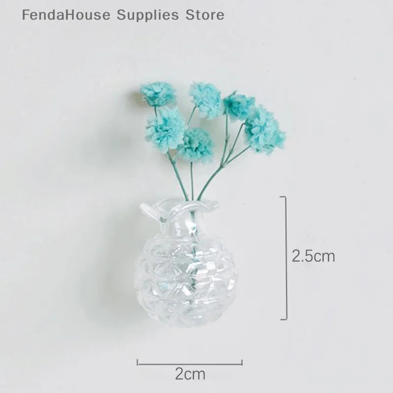 Mini Glass Vase Fridge Magnet DIY Porcelain Vase Flowers Refrigerator Message Sticker Plant Magnet Green Gift Kitchen