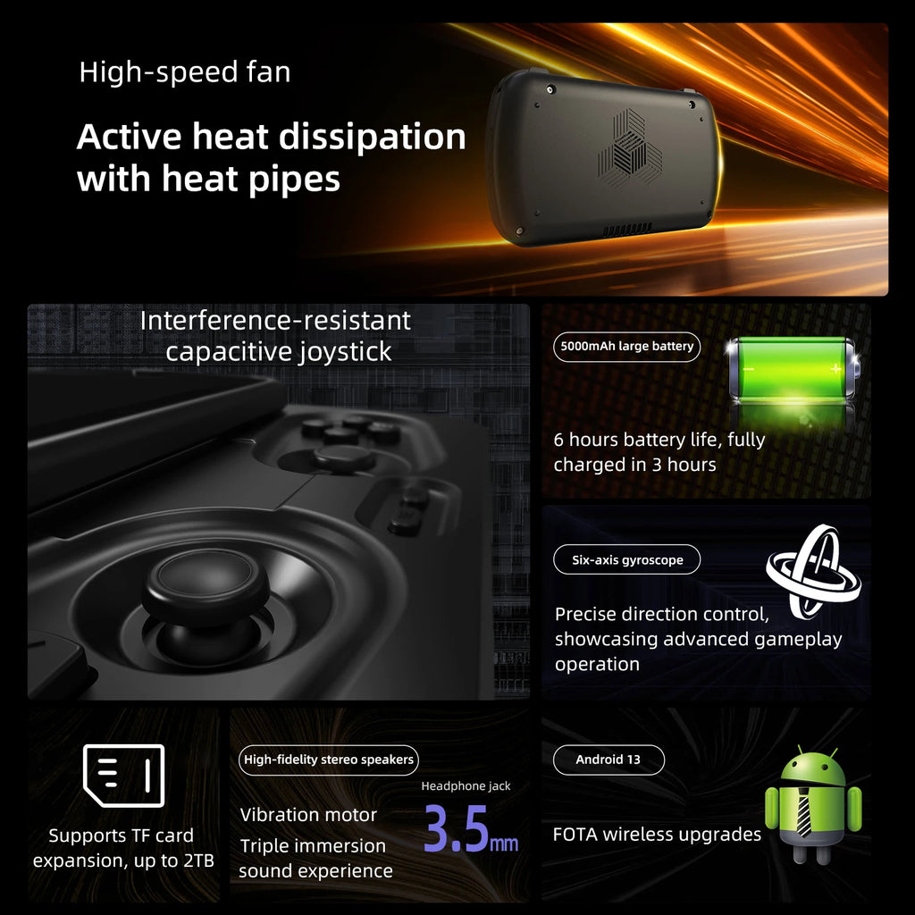Anbernic RG Slide Retro Handheld Game Console 4.7" LTPS In-Cell Android Video Gaming Player Supports AI Assistant 1080p-Port Out
