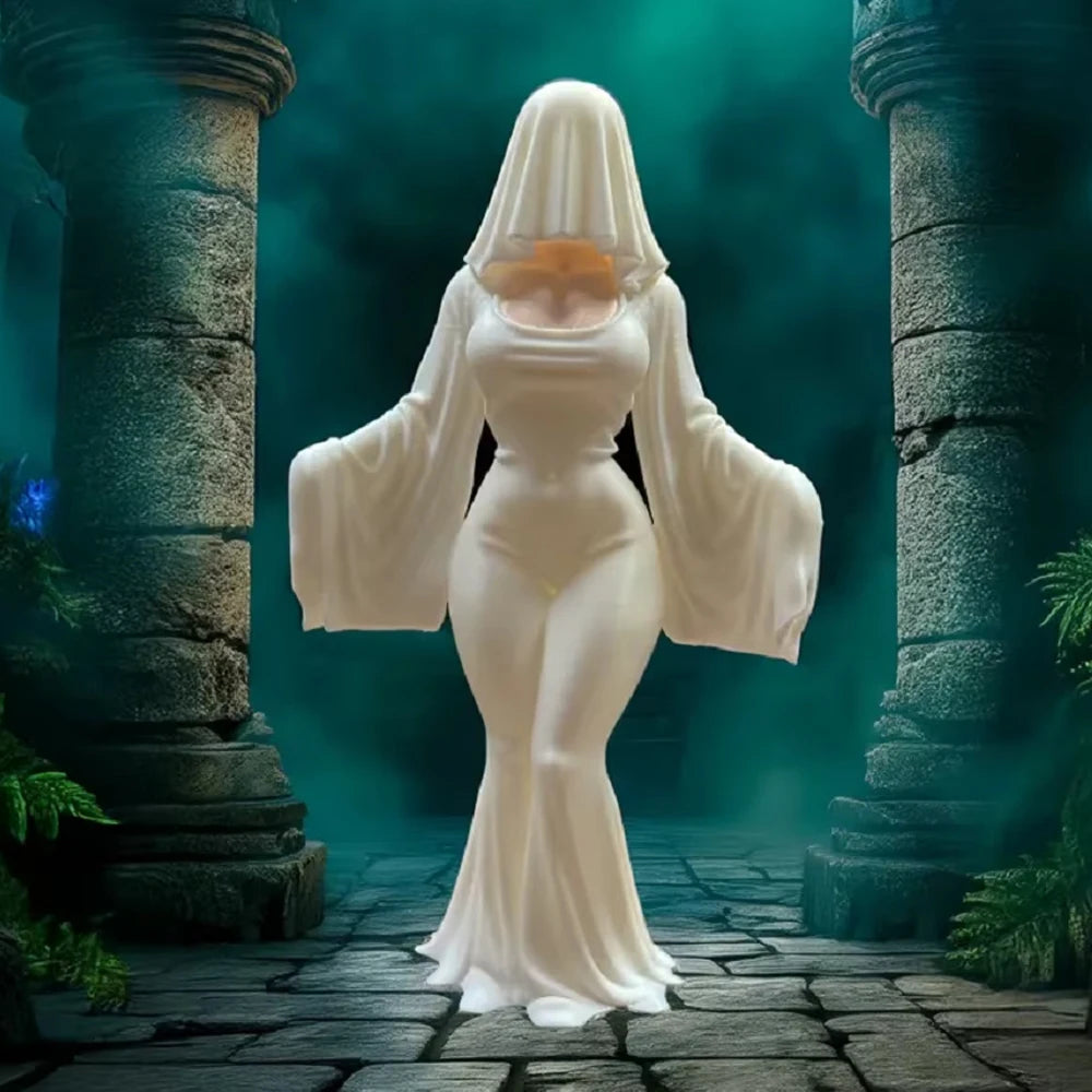 A 12cm ghost ornament, 3D printed white dress ghost decoration, funny Halloween indoor and outdoor decoration