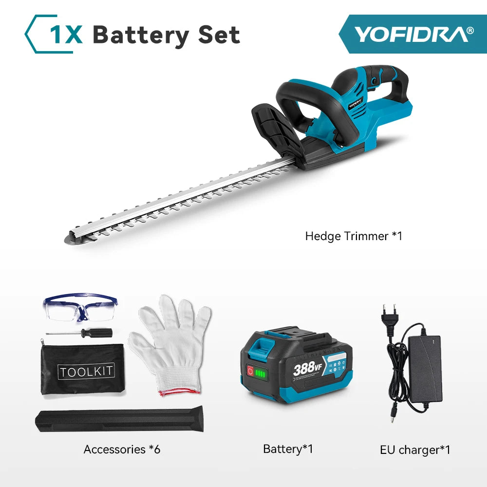 YOFIDRA 2000W Electric Hedge Trimmer 15000RPM Lawn Mower Garden Landscaping Hedge Pruner Trimmer Tool For Makita 18V Battery Pin