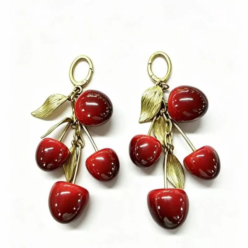 Luxury High Quality Cherry Bag Charms for Keychains Elegant Accessories Decoration