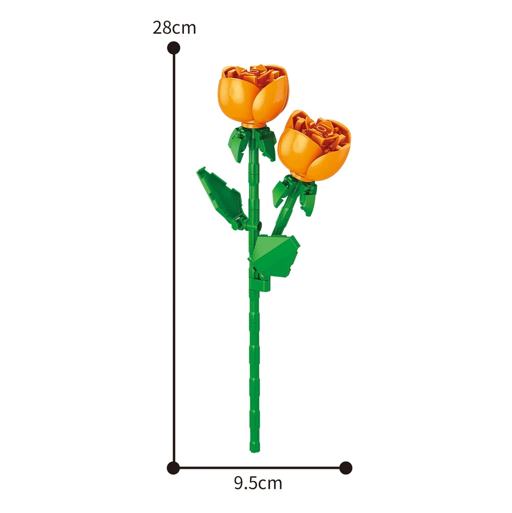 Creativity Potted Plants Bouquet Rose Lily Flower Home Desk Plant Decoration Assemble Building Blocks Bricks Toys Girls Gift