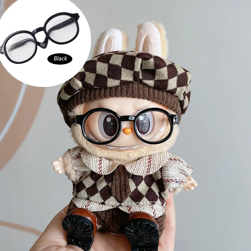 Labubu 6.5cm Glasses Accessories Transparent Plastic Glasses for 15-17cm Labubu Plush Doll DIY Toys for Labubu Sunglasses ﻿