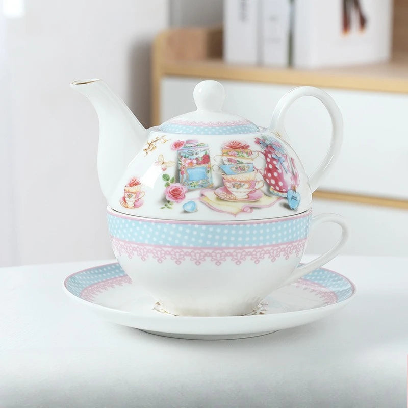 English Afternoon Tea Set, Single Person Mother-Daughter Teapot with Filter, Creative Floral Ceramic Tea Ware