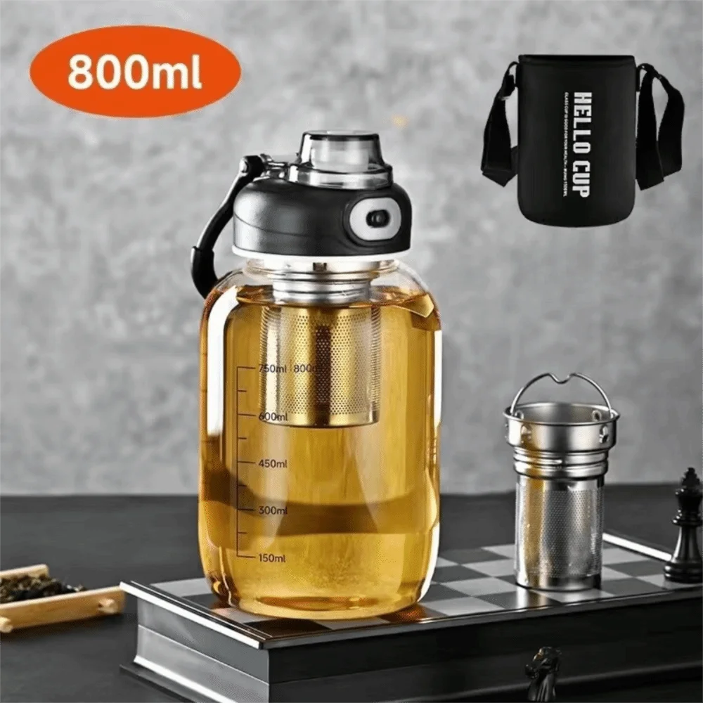 Tea Separation Glass Tea Cup Double Drinking with Handle Water Cup Large Capacity High Temperature Resistant Portable Kettle