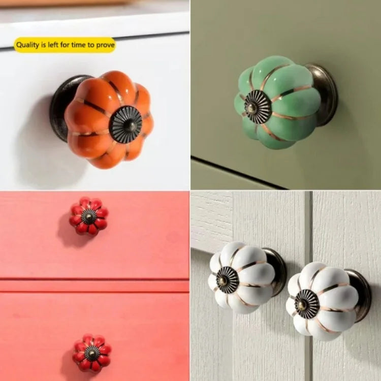 Vintage Ceramic Pumpkin Drawer Knobs Furniture Door Handles Kitchen Cabinet Pulls Closet Wardrobes Handles Accessories