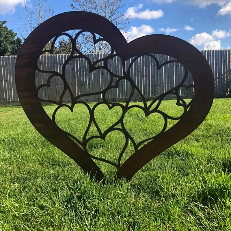 Rustic Metal Heart Garden Stake Iron Heart Silhouette Yard Art Farmhouse Outdoor Christmas Easter Halloween Decor