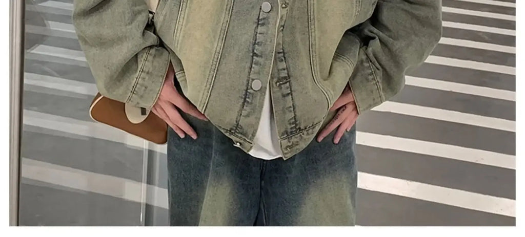 Denim Jackets for Men Baggy Vintage Personality Safari Style Trendy Urban Street Style Handsome Pockets Outwear American  Hombre