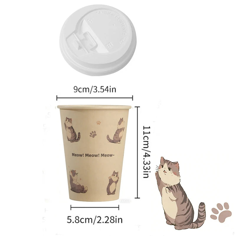 25/50Pack Disposable Paper Coffee Cups with Lids 12oz Bamboo Pulp To Go Drinking Paper Cups for Cold/Hot Drinks for Office Home