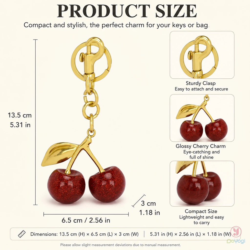 Cherry Bag Charm Cute Cherry Purse Charms Strawberry Keychain Best Gifts for Shoulder,Handbags,Crossbody,Tote,Hobo,Backpack
