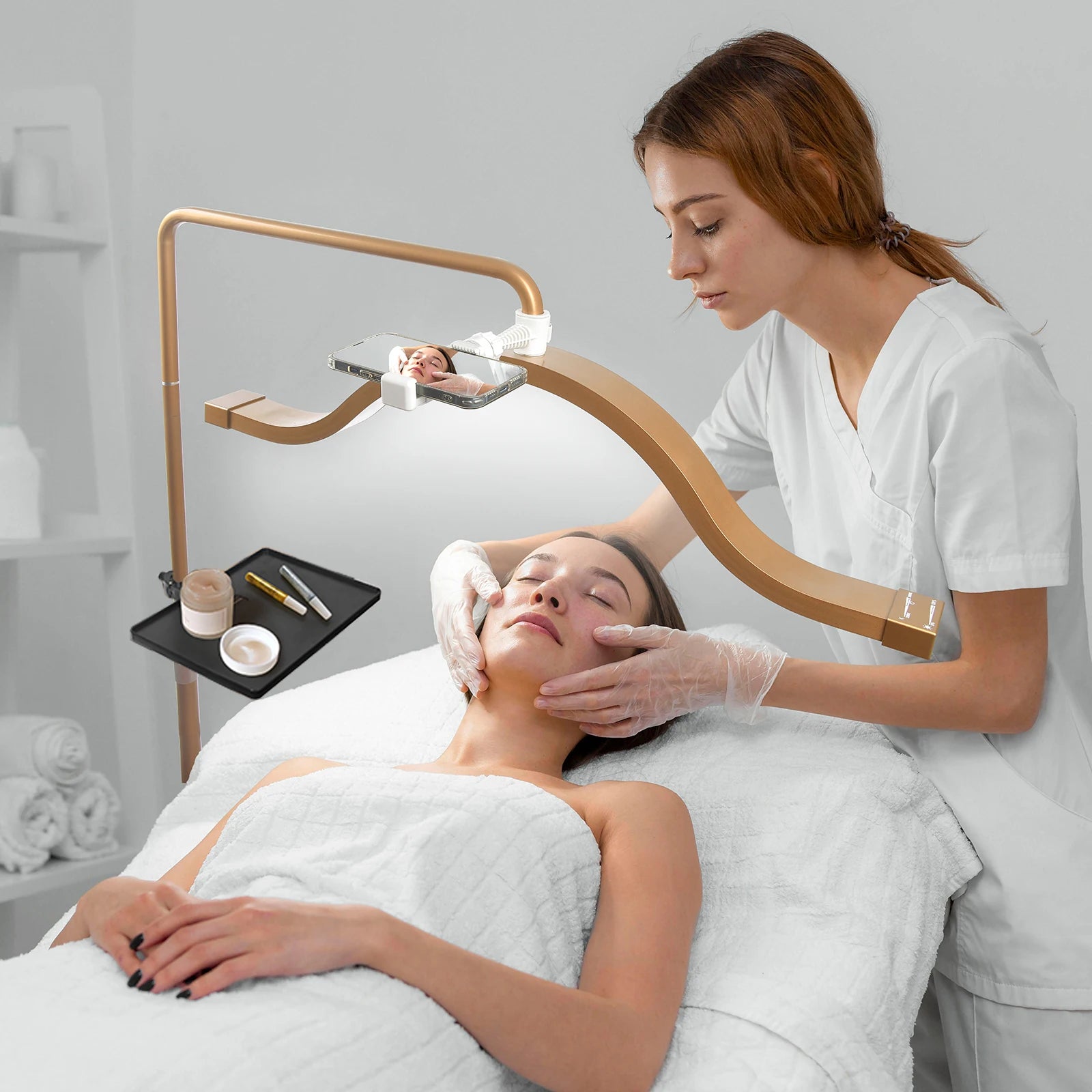 Oversea Warehouse Fast Delivery Floor LED Video Light Half-moon Shaped High Quality Fill Light For Beauty Salon Makeup