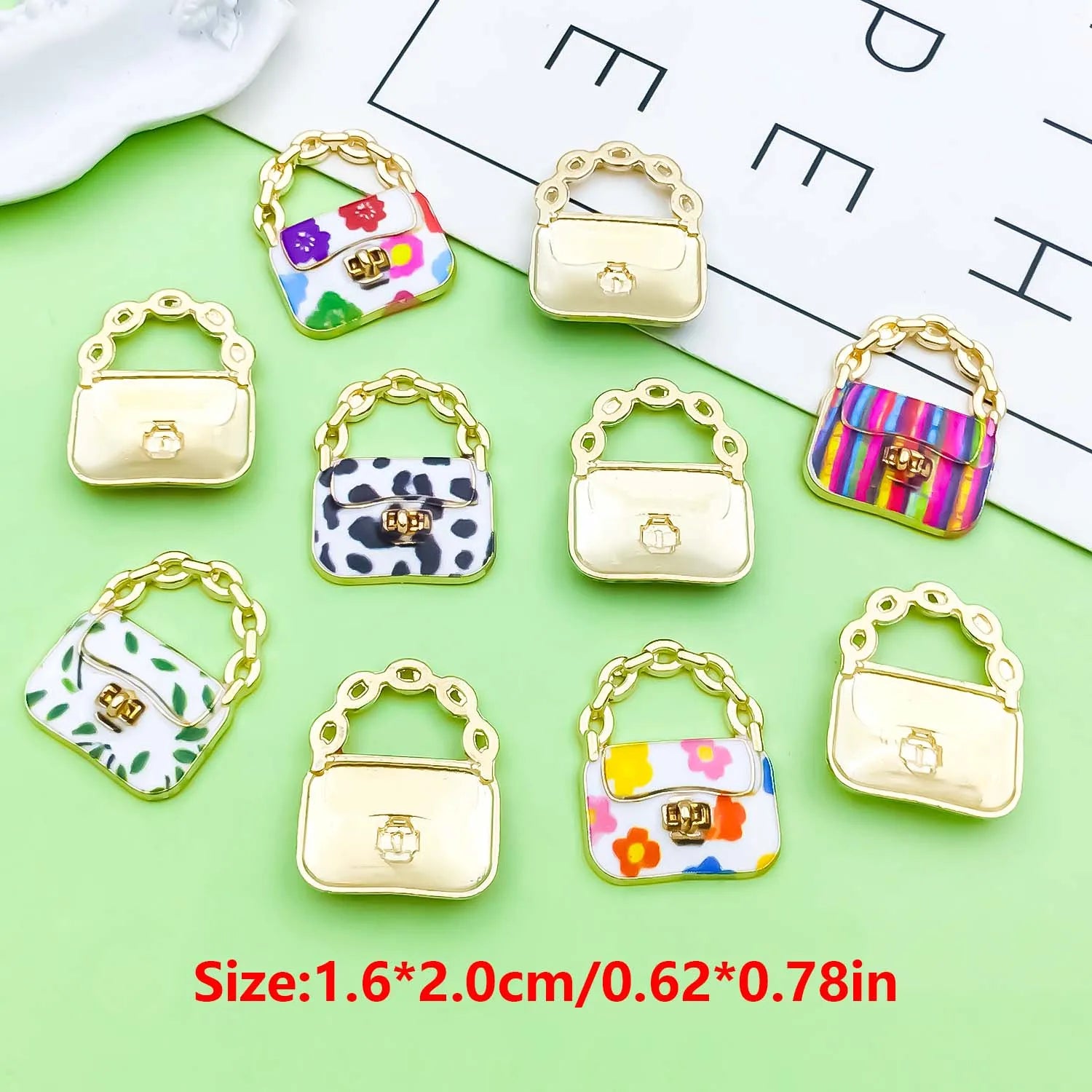 10pcs Colorful Fashion Women's Handbag Charms Alloy Pendants for DIY Bracelets Necklaces Earrings Jewelry Making Accessories