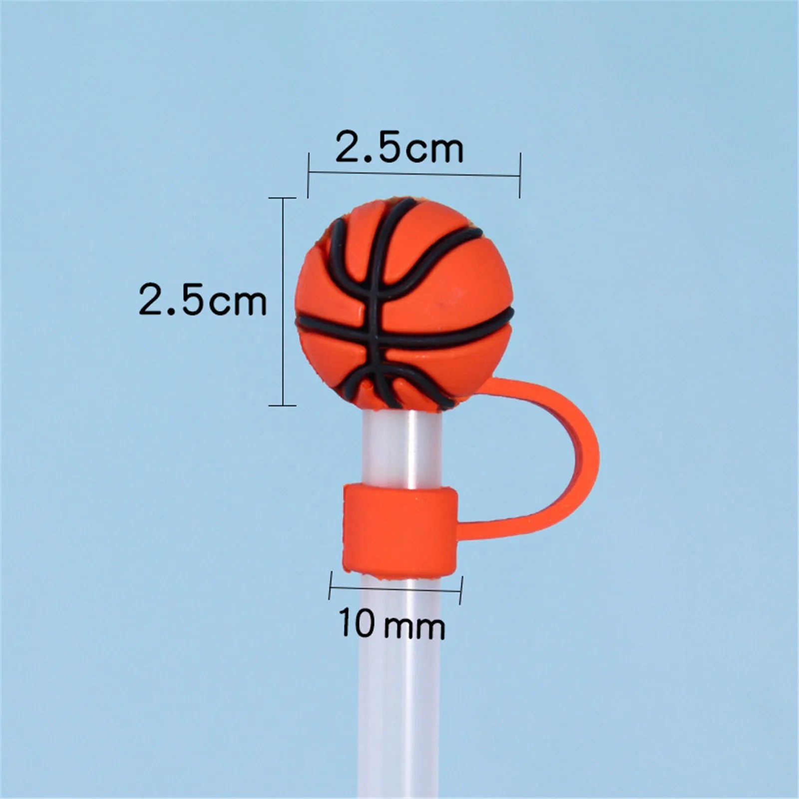 Sports Ball Straw Covers Cap For Stanley Tumblers Cup Cute Football Basketball Straw Cap Stopper For Reusable Straws Tip Lids