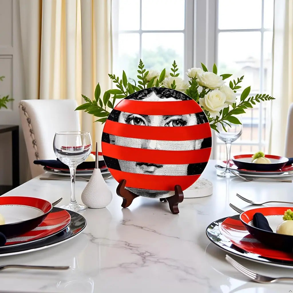 1 piece, red Italian style series - ceramic decorative panel, non food use, suitable for home, living room, holiday decoration